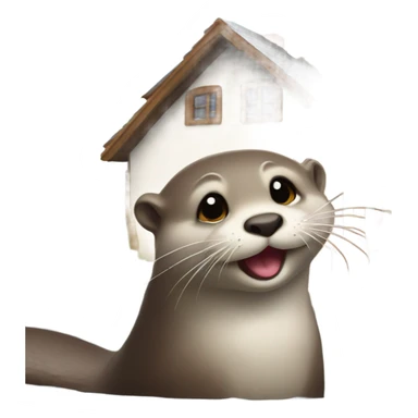 Otter sticking her tongue out in front of a nice house sticker