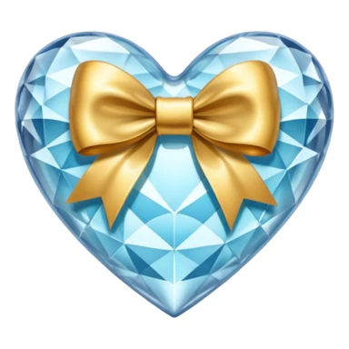 crystal clear heart with a gold bow and heart pattern on the bow sticker