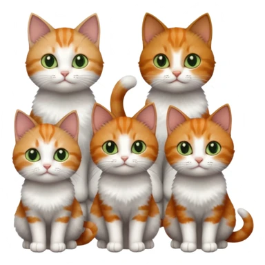 full body of 3 tiny short hair cats including a dark grey and white cat with green eyes, a ginger and white with orange eyes and a brown tabby and white with hazel eyes sticker