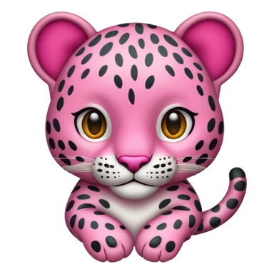 Emoji leopardo rosa cuerpo entero de lado y más realista sticker