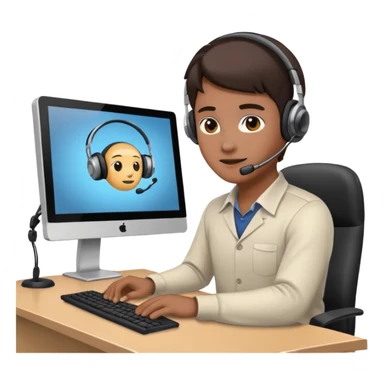 one employee sitting in front of the desk sticker