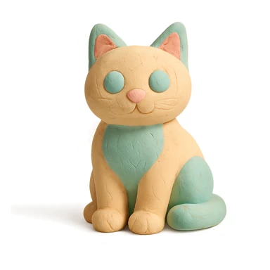 cat sitting, pastel colors, claymation style, visible fingerprints, soft lighting sticker
