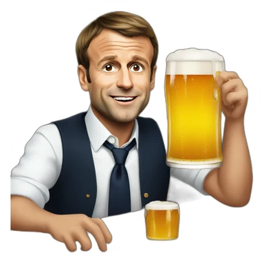 Emmanuel Macron drinking beer sticker