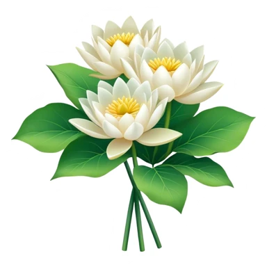 bouquet white Nymphaea lotus,stem sticker