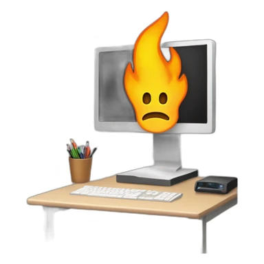 flaming workstation in a pc room sticker