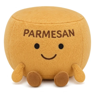 parmesan cheese wheel jellycat stuffed plushie sticker
