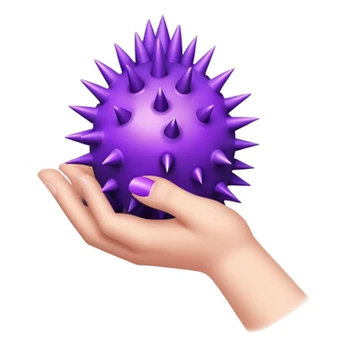 misterious spikey purple item in hand, just hand sticker