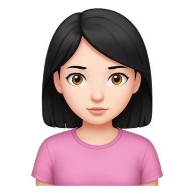 girl with medium black hair wearing a pink shirt sticker