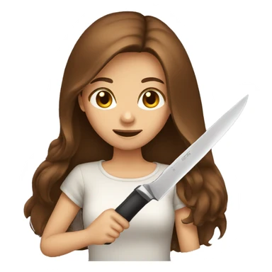 long brown hair girl holding knife emoji sticker