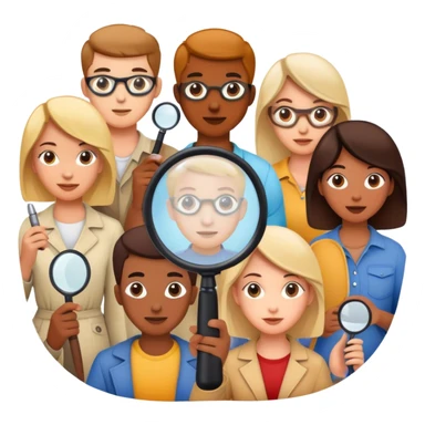people, searching, hobbies, interests, magnifying glass, users, explore, activities, find, discovery, passion, pursuit sticker