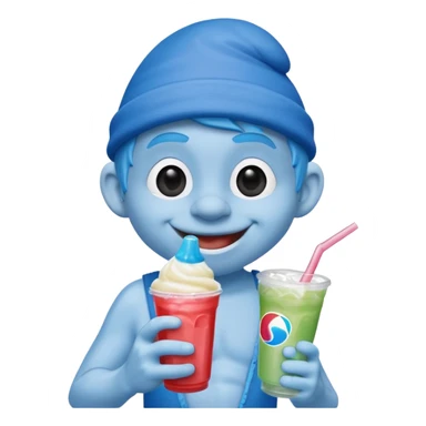 smurf drinking slurpee sticker