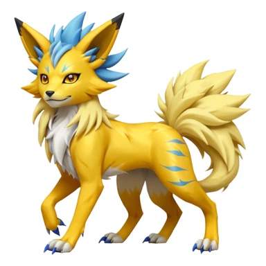 Feral Solgaleo-Jolteon-Renamon-Zeraora-Vernid-fusion-hybrid-creature, full body  sticker