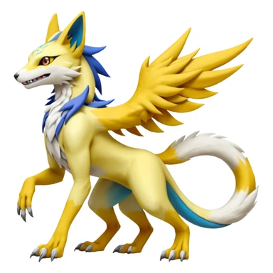 Latias-Vernid-Sergal-Lombax-Koraidon-Renamon-Zeraora-Bastet-Fakémon-Digimon-hybrid-fusion-creature, full body sticker