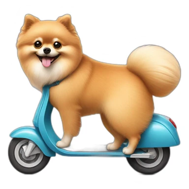 pomeranian riding scooter sticker