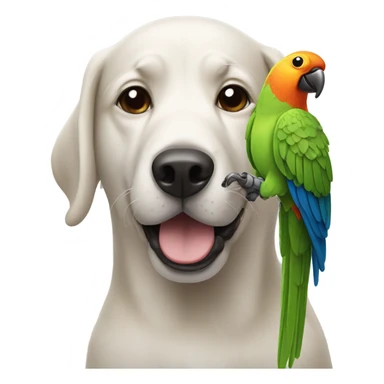 Dog holding a parrot  sticker