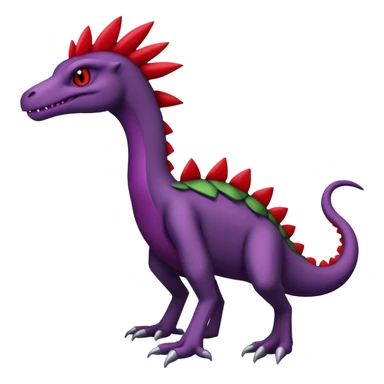 Black and purple and red Sceptile-Salazzle-Pokémon-Fakémon-creature sticker