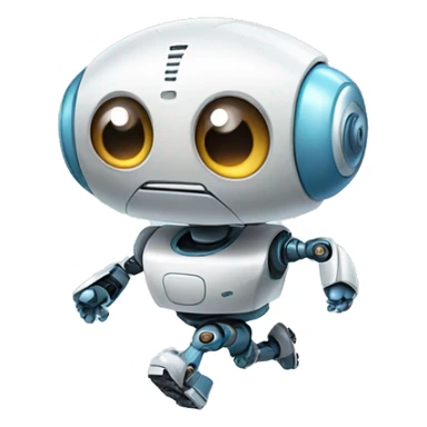 cute running robot with a big head sticker