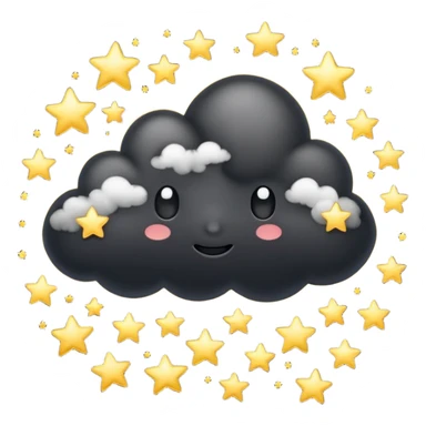 Black cloud with shiny stars sticker
