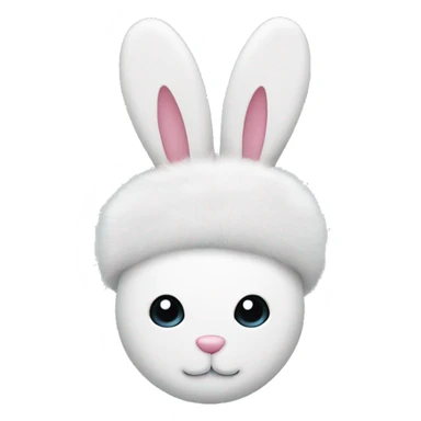 White fur bunny ear hat, bunny ear downwards  sticker