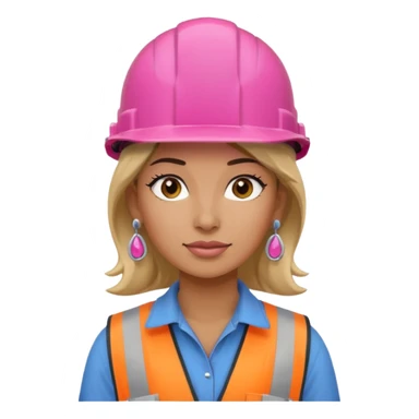 construction worker woman pink helmet and earrings sticker