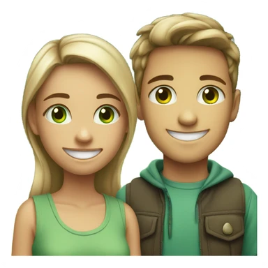 smiling girl with green eyes with boy outdoors sticker