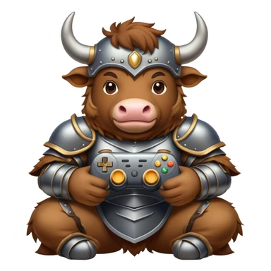 Bull in armor playing games as streamer sticker