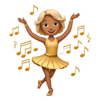 happy character dancing with music notes sticker