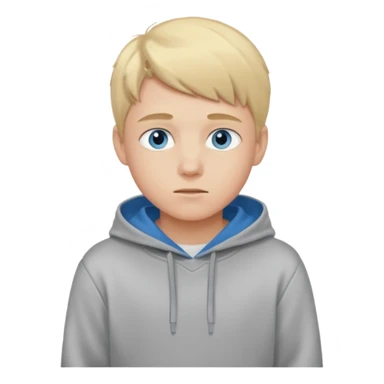 Teen Blond boy with blue eyes and Grey hoodie standing up sticker