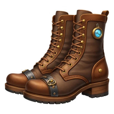 Ultra realistic mens old leather, detailed Steampunk style boots sticker