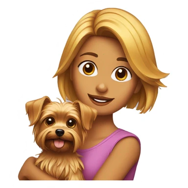 chica con un perro yorkshire terrier sticker