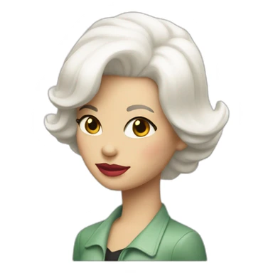 A woman with straight white hair driving a white 1957 Thunderbird sticker