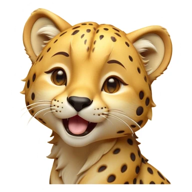 Cinematic Cute Yawning Cheetah Portrait Emoji, Head tilted slightly with a dramatic, wide-open yawn, showcasing a soft, sleek golden Fur with distinctive spots and floppy ears slightly drooping, round amber eyes barely open in drowsy contentment, Simplified yet irresistibly adorable features, highly detailed, glowing with a soft, cozy glow, high shine, relaxed yet expressive, stylized with a touch of savannah whimsy, bright and endearing, soft glowing outline, capturing the essence of a sleepy yet affectionate cheetah, so drowsy it feels like it could stretch right out of the screen and curl up for a nap! sticker