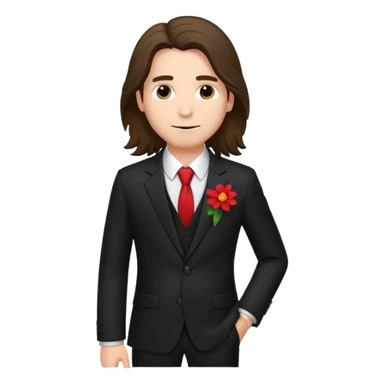 long haired man with flower in his suit pocket sticker