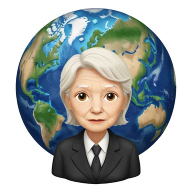 Planet earth emoji ceo old women face  sticker