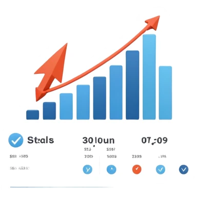 Professional presentation slide with compelling data chart and growth arrow sticker