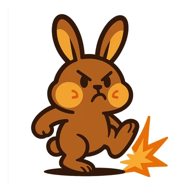 mocha bunny puffing cheeks, stamping foot, vibrant-toon style sticker