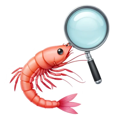 shrimp with magnifying glass sticker