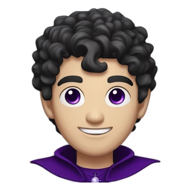 pale handsome flirty vampire priest with short curly black hair and violet eyes sticker