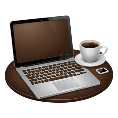 laptop and coffee are on the table. coffee is not on the laptop. sticker