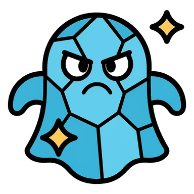 blue ghost made of swarovski crystals with an important expression in the eyes sticker