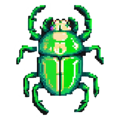 green shiny scarab with a skull as its body sticker