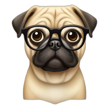 A pug wearing round glasses sticker