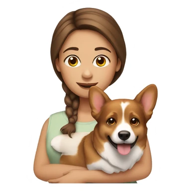 A Brown hair girl with corgi sticker