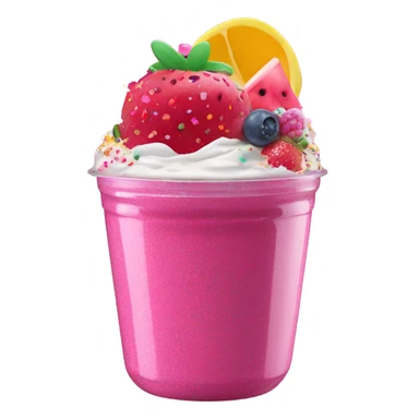 Hot pink yogurt with fruit and glitter  sticker