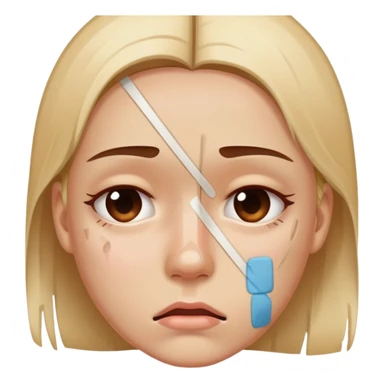 Face with bandaid and bruise showing emotional pain sticker