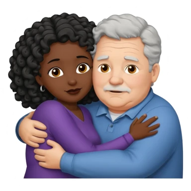  Old White  fat man no hiar hugging dack skin curly hair woman sticker