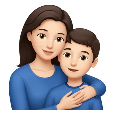 Matka brunetka se raduje se svým dvanáctiletým synem sticker