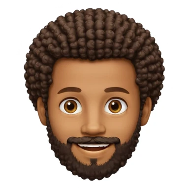 brown skin man with beard and a tiny curly  Afro fade with dark dark brown eyes  sticker