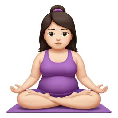 Sad fat girl doing yoga dark hair sticker