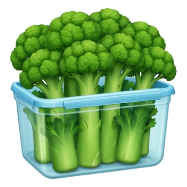 broccolis in plastic container sticker